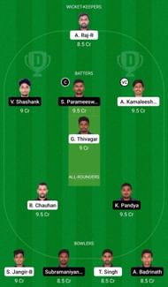 Dream11 Team for Kings vs Patriots - Pondicherry T10 2022.